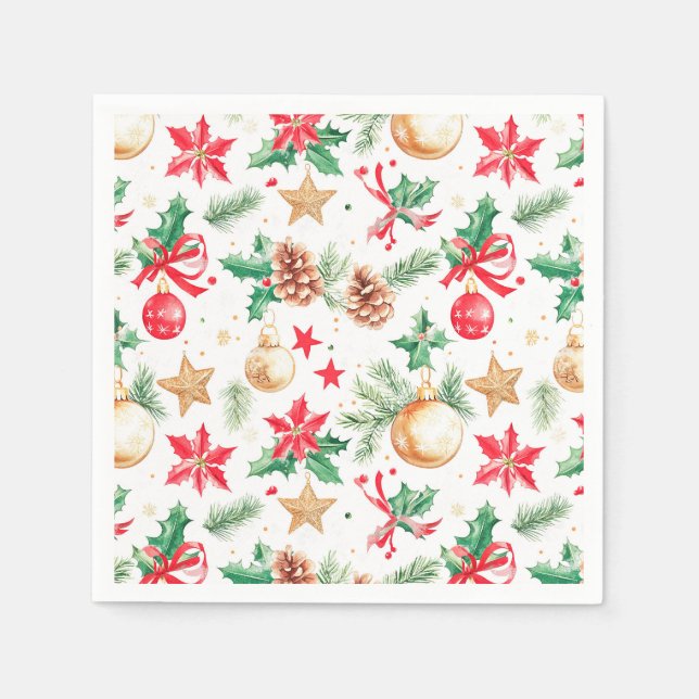 Servilleta De Papel Ornamentos navideños festivos (Anverso)