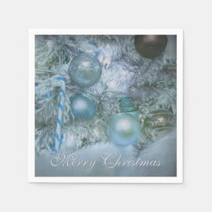 Servilleta De Papel Ornamentos navideños merry Árbol Verde azulado azu