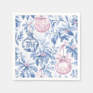 Servilleta De Papel Ornamentos navideños suave toile rosa azul