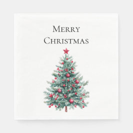 Servilleta De Papel Ornamentos verdes de árboles navideños de Borgoña