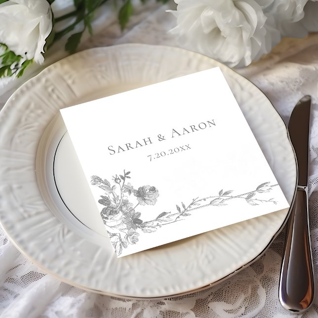 Servilleta De Papel Ornate Classic French Rose Border Wedding (Subido por el creador)