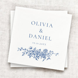 Servilleta De Papel Ornate Floral Boda azul de la Marina de Victoria d