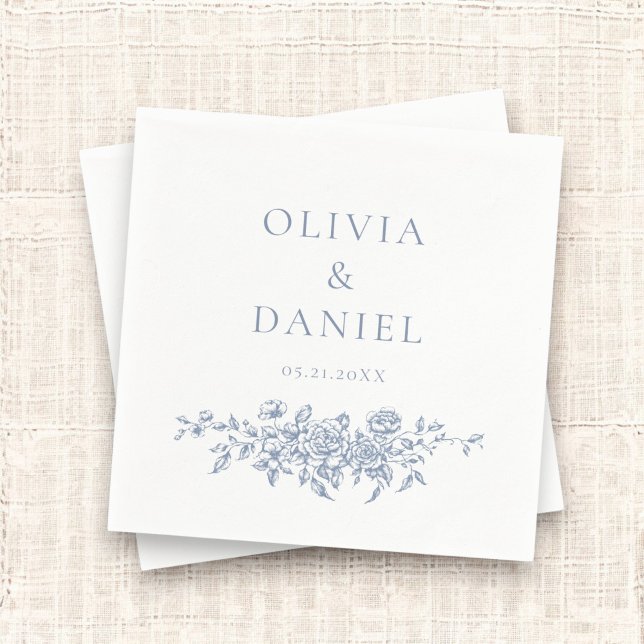 Servilleta De Papel Ornate Floral, Boda azul polvoriento francés (Subido por el creador)