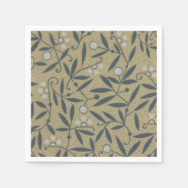 Servilleta De Papel Ornate floral pattern with dark blue vines 
