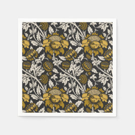 Servilleta De Papel Ornate floral pattern with large gold flowers 