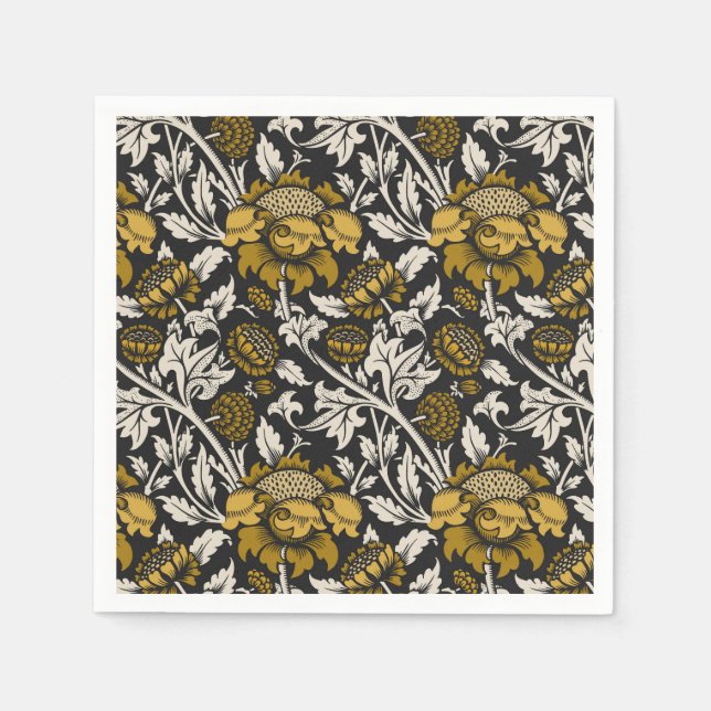 Servilleta De Papel Ornate floral pattern with large gold flowers  (Anverso)