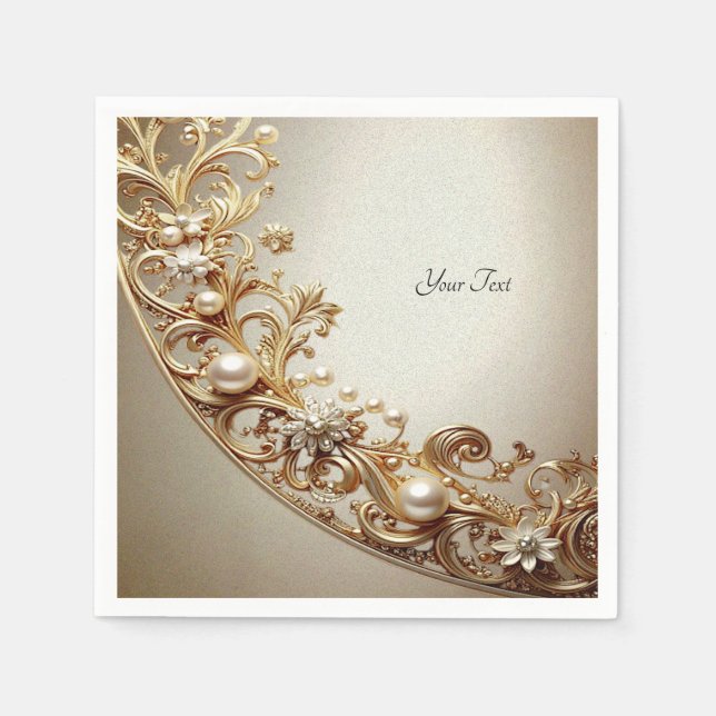 Servilleta De Papel Ornate Gold Flourish (Anverso)