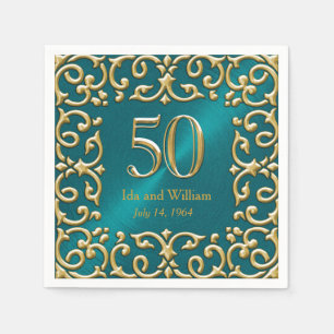 Servilleta De Papel Ornate Gold Frame 50 Aniversario