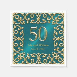 Servilleta De Papel Ornate Gold Frame 50 Aniversario
