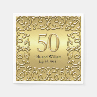 Servilleta De Papel Ornate Gold Frame 50 Aniversario
