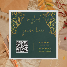 Servilleta De Papel Ornate Gold Frills WiFi Password Boda Napkins