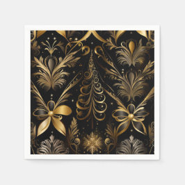 Servilleta De Papel Ornate Holiday Black And Gold