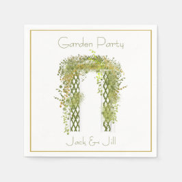 Servilleta De Papel Ornate Trellis con follaje verde y dorado