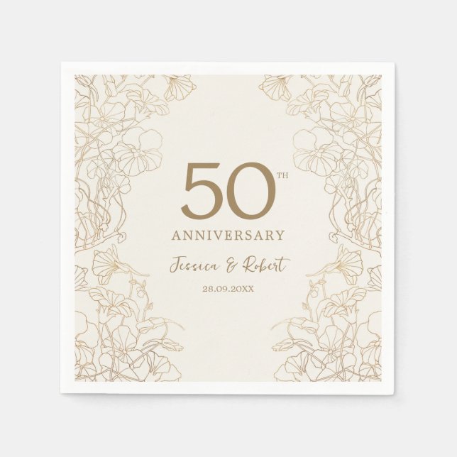 Servilleta De Papel Oro 50° Aniversario (Anverso)
