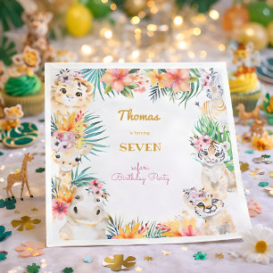 Servilleta De Papel Oro acuático cumpleaños de niños salvajes de safar