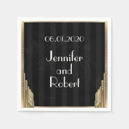 Servilleta De Papel Oro Art Deco Stripe Boda Napkin