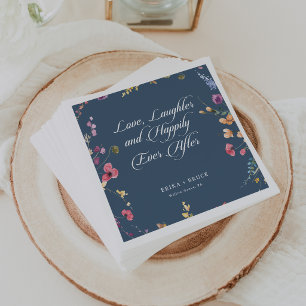 Servilleta De Papel Oro de la Marina Amor Risa y Felices para Siempre