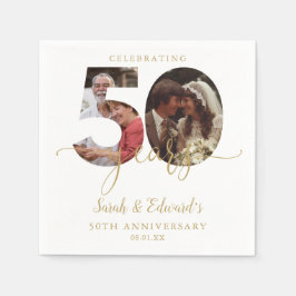 Servilleta De Papel Oro del 50° Aniversario del Boda 2 Foto