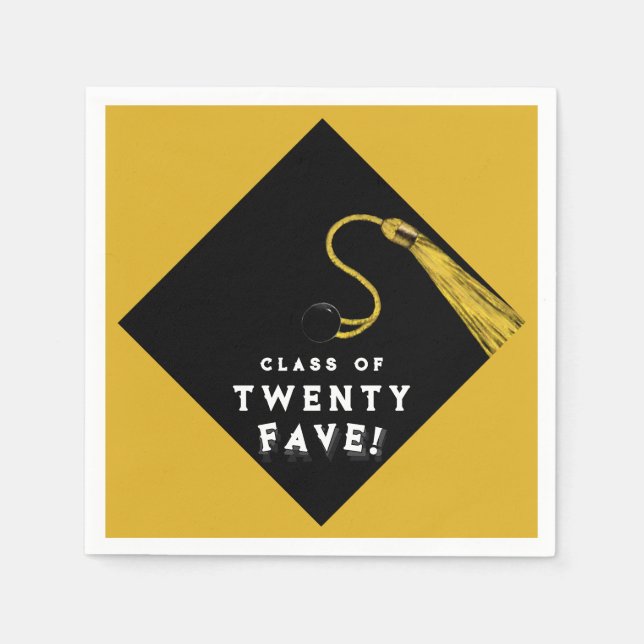 Servilleta De Papel Oro Fiesta de Graduación 2025 (Anverso)