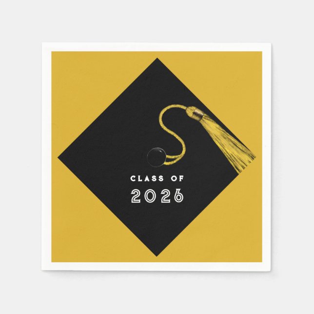 Servilleta De Papel Oro Fiesta de Graduación 2025 (Anverso)