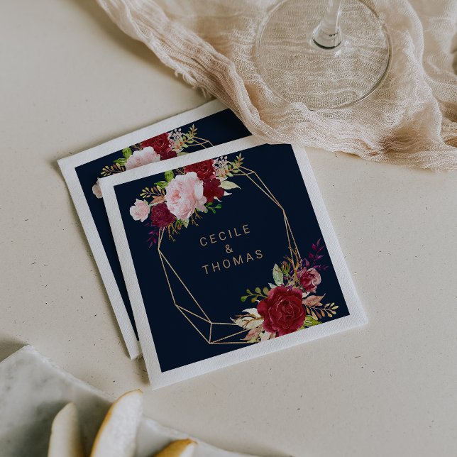 Servilleta De Papel Oro geométrico y Napkin Boda tropical rojo (Subido por el creador)