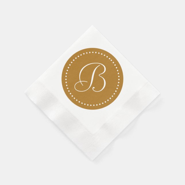 Servilleta De Papel Oro mate monograma con punto blanco (Borde)