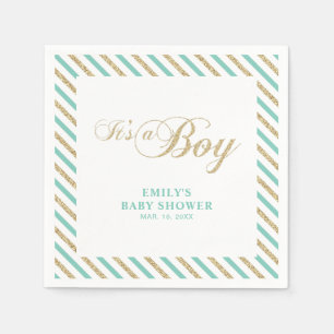 Servilleta De Papel Oro & Menta Servilletas de papel para baby showe