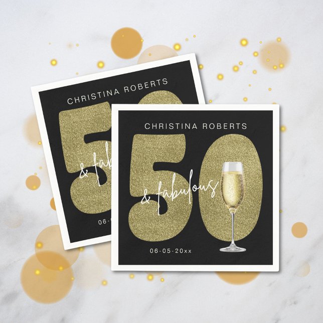 Servilleta De Papel Oro Negro 50 y Fabuloso Cumpleaños  (Subido por el creador)