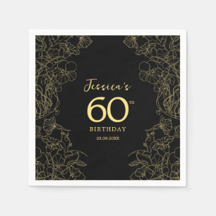 Servilleta De Papel Oro Negro 60 cumpleaños