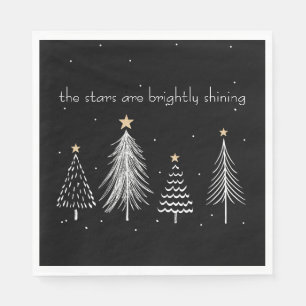 Servilleta De Papel Oro, negro, blanco y moderno Estrellas de árbol d