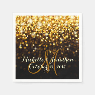 Servilleta De Papel Oro Negro Hollywood Glitz Glam Boda Napkin