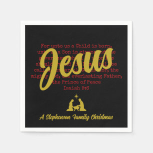 Servilleta De Papel Oro Negro PARA NOSOTROS JESÚS Navidad