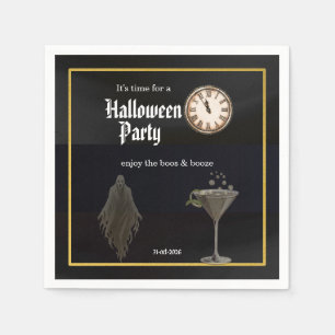 Servilleta De Papel Oro Negro Tiempo para Fantasmas y Bebidas Fiesta d