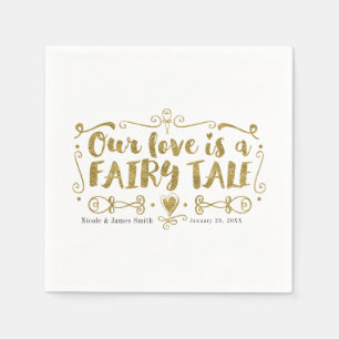 Servilleta De Papel Oro NUESTRO AMOR ES UN CUENTO DE HADAS Boda Chic P