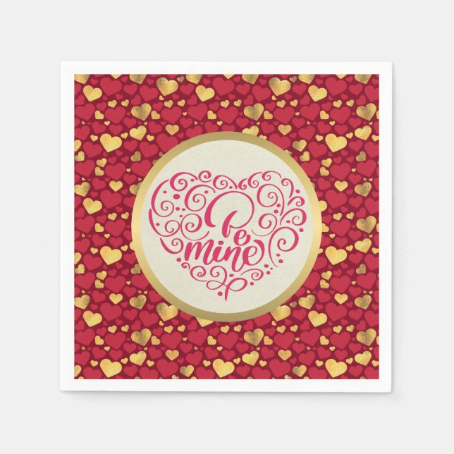 Servilleta De Papel Oro personalizado, regalo El día de San Valentín d (Anverso)