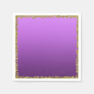 Servilleta De Papel Oro Purpura con Brillo Glam Glitter Fiesta