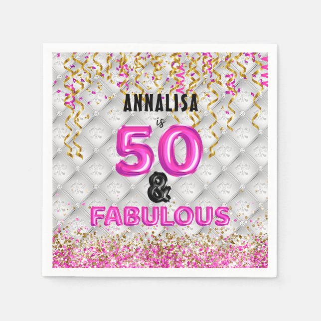 Servilleta De Papel Oro Rosa Cincuenta Fabuloso 50 (Anverso)