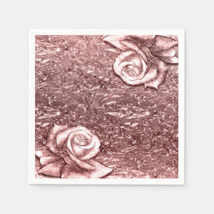 Servilleta De Papel Oro Rosa Cromo Líquido Metálico Glam Chic Fiesta