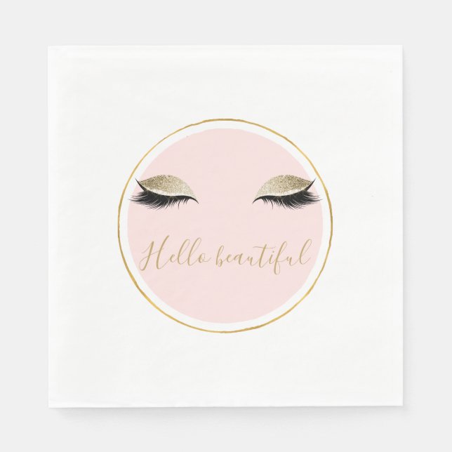 Servilleta De Papel Oro rosa Glitzy Black Eyelys (Anverso)