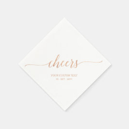 Servilleta De Papel Oro Rosa | Letra Elegante y Estilosa Cheers Evento