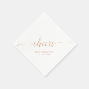 Servilleta De Papel Oro Rosa   Letra Elegante y Estilosa Cheers Evento