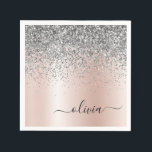 Servilleta De Papel Oro Rosa - Monograma Purpurina Rubor rosado platea<br><div class="desc">Oro Rosa - Purpurina de espuma metálica de Relieve metalizado Rubor rosa y plateado con un nombre de monograma Metalizado y servilletas de Fiesta de papel inicial. Esto hace que el dulce perfecto cumpleaños 16, boda, ducha de novia, aniversario, ducha de bebé o fiesta de soltera sea regalo para alguien...</div>