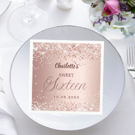 Servilleta De Papel Oro rosa script Cumpleaños 16