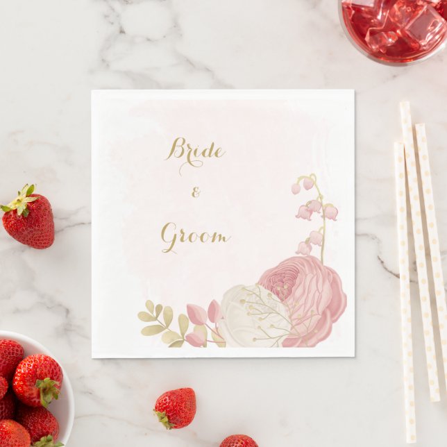 Servilleta De Papel Oro rosa y blanco romántico (In situ)