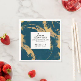 Servilleta De Papel Oro verde azulado arte moderno Boda Biblia Verse