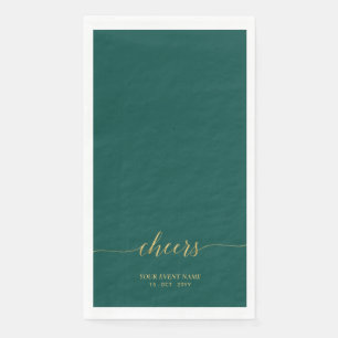 Servilleta De Papel Oro & Verde Letras Elegantes Brindan Personaliza