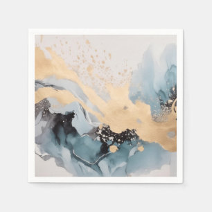 Servilleta De Papel Oro y azul abstracto