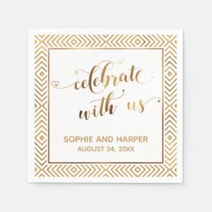 Servilleta De Papel Oro y blanco celebran con nosotros, diamantes del 