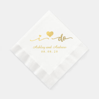 Servilleta De Papel Oro y blanco lo hago | Napkin de papel boda
