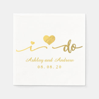 Servilleta De Papel Oro y blanco lo hago | Napkin de papel boda